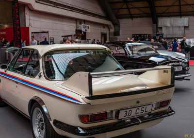 BMW 3.0 L CSL Aileron arrière sur le stand des classiques BMW à Auto Moto Classic Strasbourg.