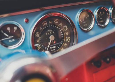 1961 Ferrari 250 GTE 2+2 Series 1 détail du compteur de vitesse.