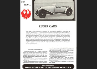 1970 Ruger Sports Tourer Prototype publicité 1970.