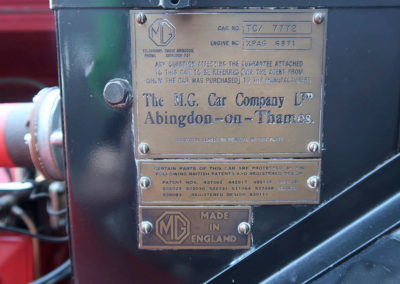 1947 MG TC Roadster plaque constructeur estimation AUD 30,000-40,000.