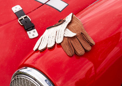 Gants de conduite Éléphant Crochet pour homme, cuir Agneau et Crochet couleur Tabac.