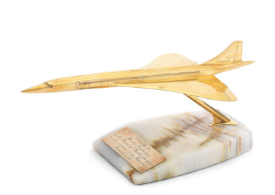 A rare 9 carat gold model Concorde presented to Brian Trubshaw - Bonhams Bond Street Sale