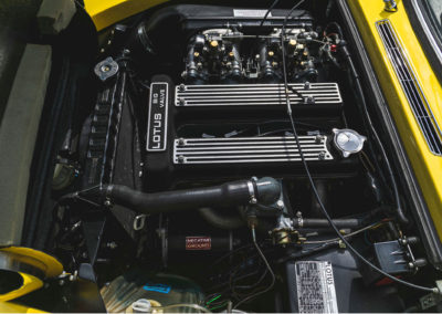 1972 Lotus Elan Sprint Convertible vue du moteur grosses soupapes de 126 chevaux de la version Sprint.