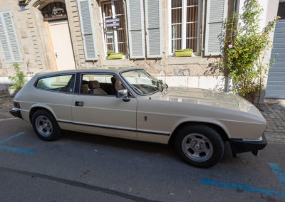 SCBCM St-Prex 2023 – Véhicule rare, une Reliant Scimitar GTE SE5 ou SE5A, selon les années, est animée par un moteur V6 Essex de 2994 cm³.