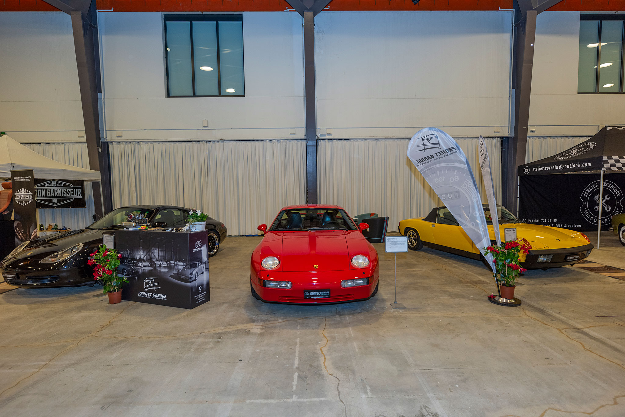 Project Garage Le Locle – Porsche 914 préparée, Porsche 928 restaurée et Porsche 911 entretenue – Salon Romand Vintage Motors 2024.